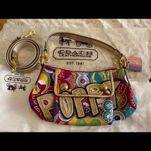 RARE COACH poppy C appliqué graffiti multi color